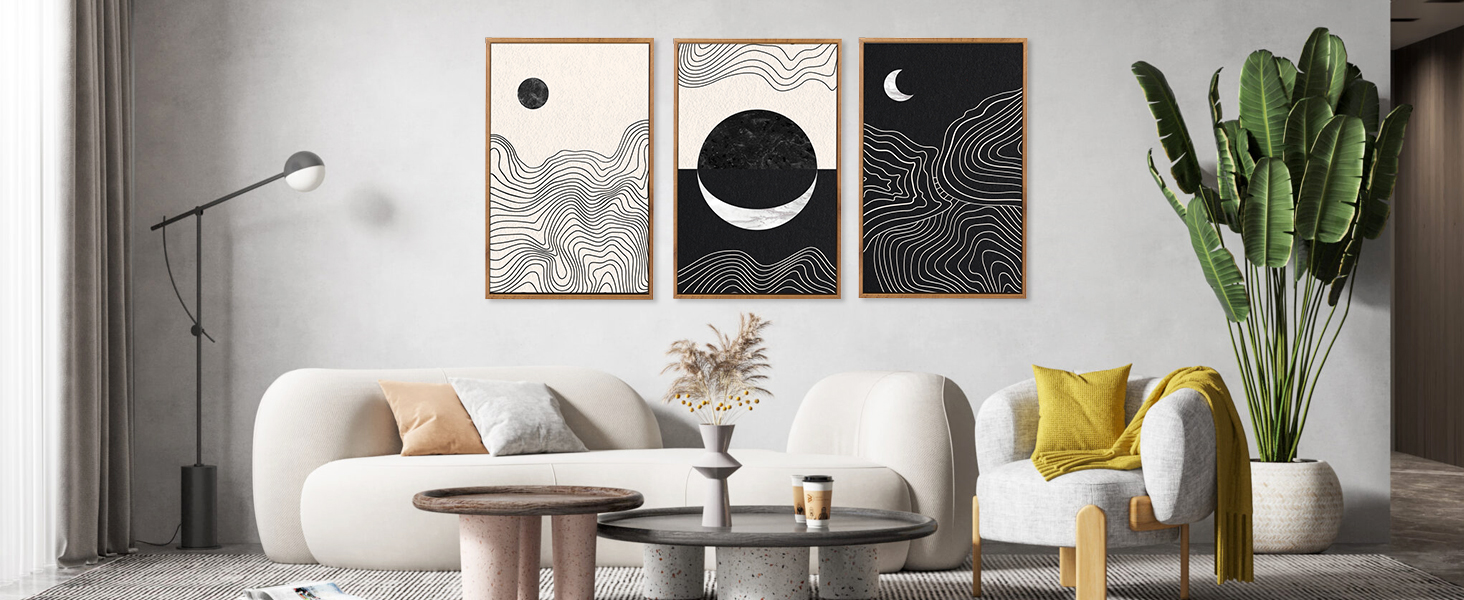 Amazon.com: CHDITB Abstract Moon Phases Framed Canvas Art Prints